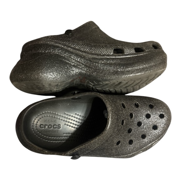 Crocs Glittery Black Clogs size 7 - Picture 2 of 4